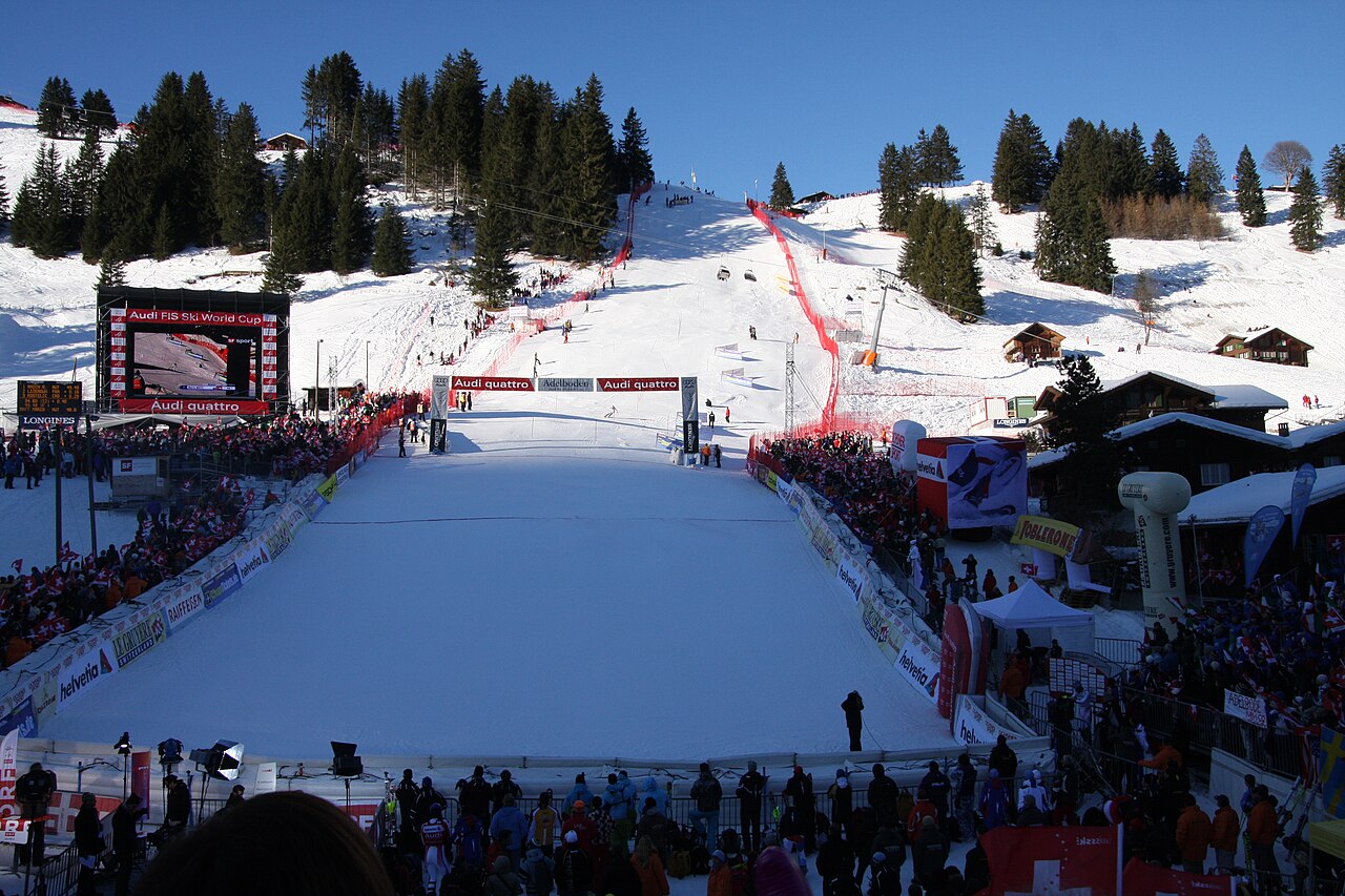 Adelboden — World Cup slalom course. Photo: Schaer Chris from Brittnau, Schweiz. Archive image; resized.