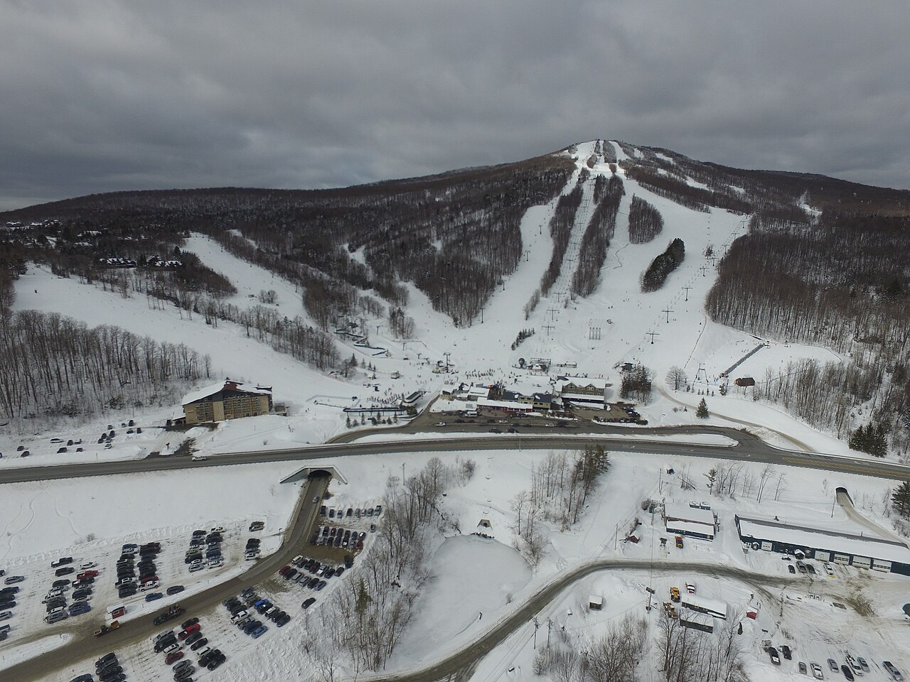 Bromley Mountain — aerial winter view. Photo: Jared C. Benedict. Archive image; resized.