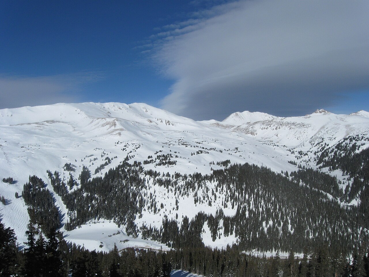 Loveland — snowy mountain panorama. Photo: Mitch Bennett from Columbia, MO, USA. Archive image; resized.