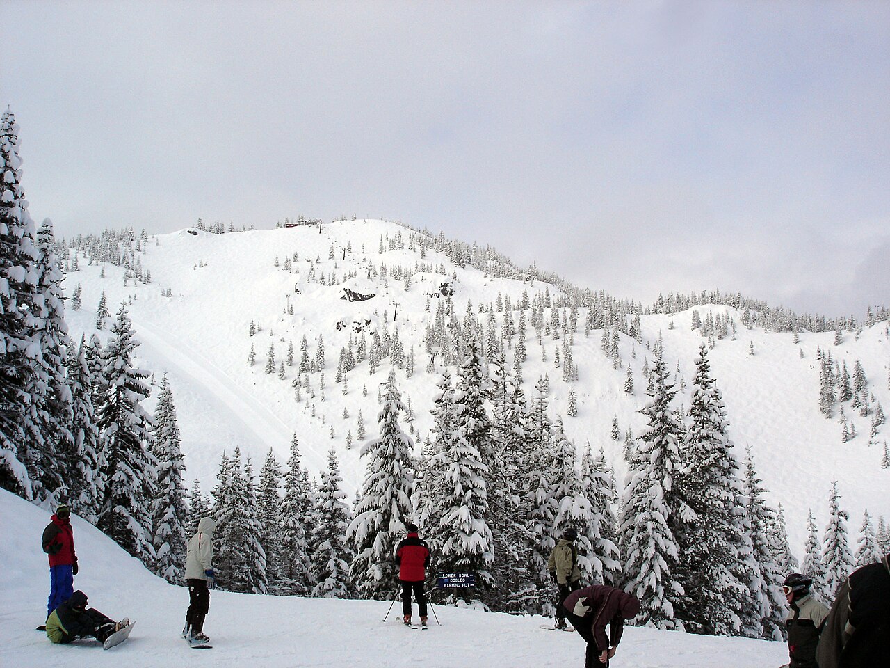 Mount Hood Skibowl — snowy slopes below the peak. Photo: Aaron Linville. Archive image; resized.